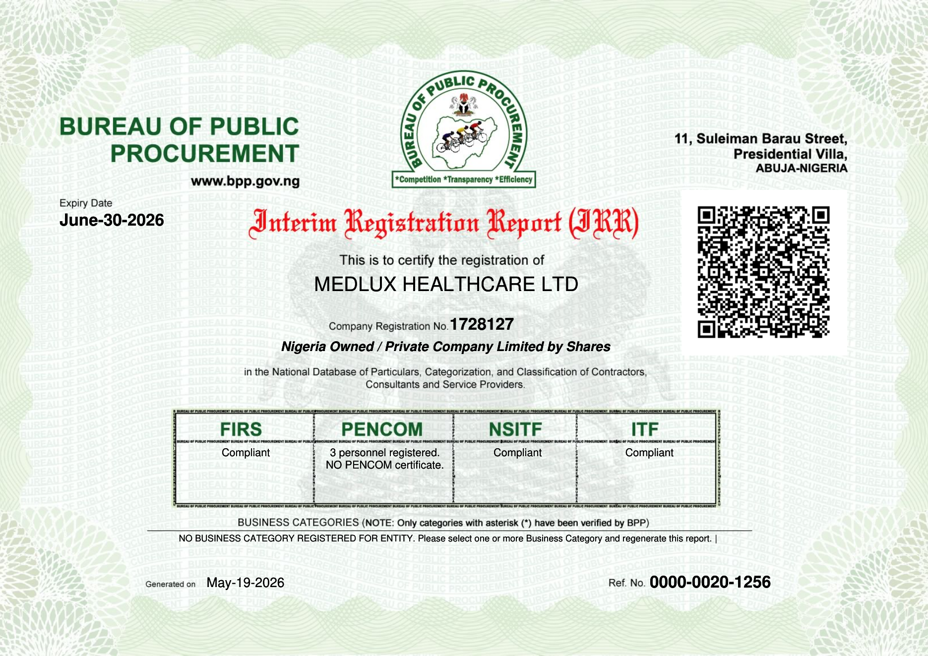 BPP Certificate document